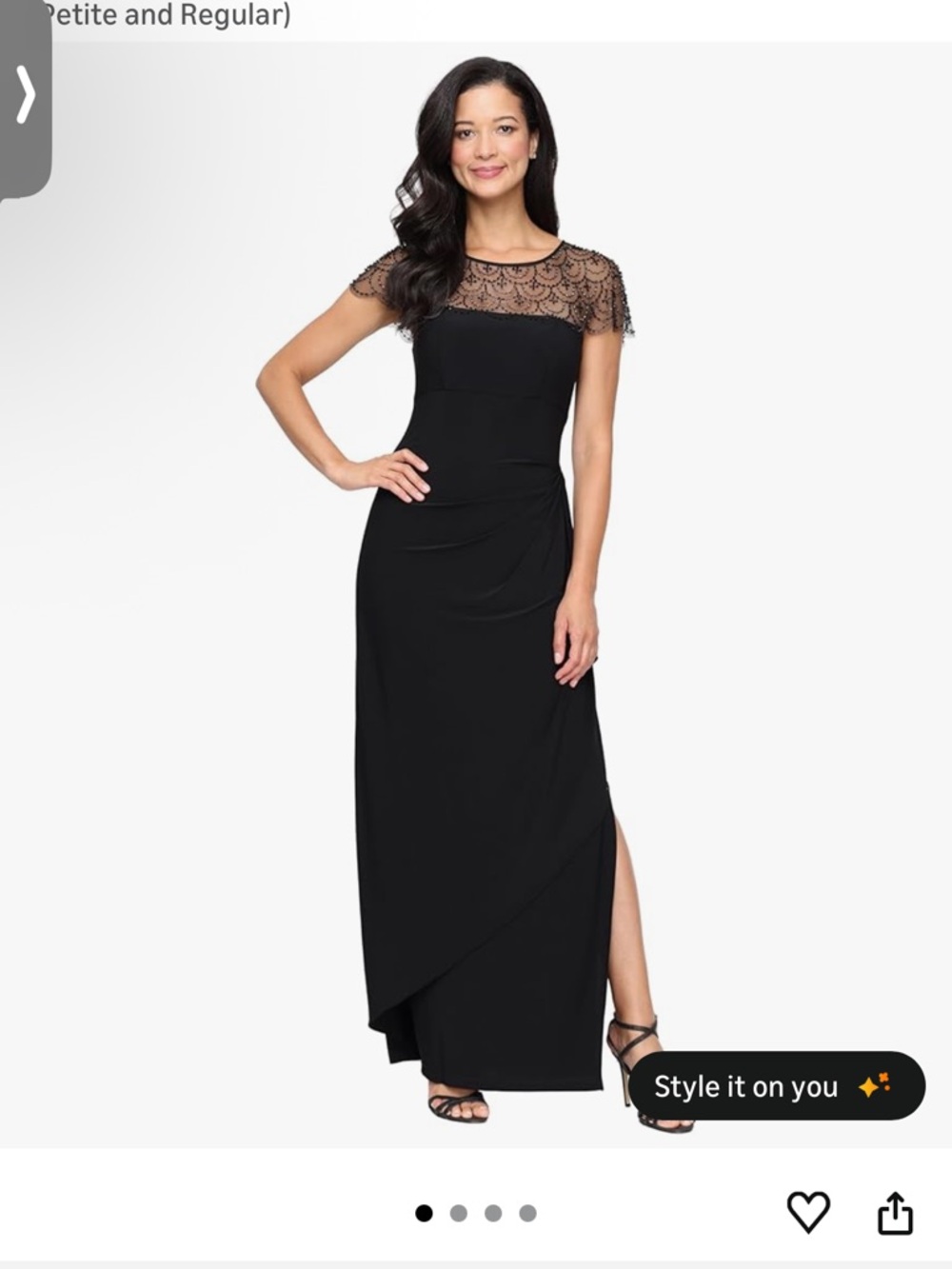 Brand New Alex Evenings Black Maxi Dress with Side Slit size 18 retails $269